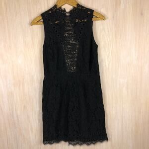 Free People x Saylor Cherie Black Lace High Neck Romantic Party Dress Medium